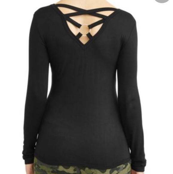 Abasix Tops - 🛍 Juniors' v neck caged back long sleeve tunic🛍